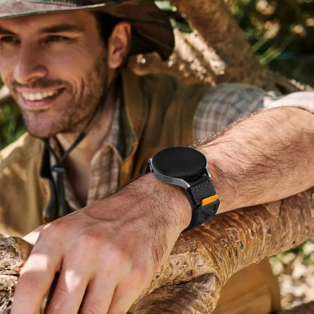 Alt view image 7 of 7 - Compatible with Samsung Galaxy Watch 7 6 5 4 FE Band 40mm 44mm/ Watch 6 4 Classic 47mm 43mm 42mm 46mm/5 Pro 45mm/Watch 3 Classic 41mm/Active 2, 20mm Nylon magnetic snap fastener Replacement band
