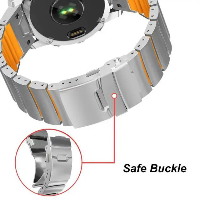 Alt view image 4 of 7 - 22mm Titanium Silicone Bands for Garmin Fenix 8 (47mm)/7/6/5, Forerunner 965 955, Approach S60 S62, Quatix 7 6 5, Epix Pro 2 (47mm), MARQ Gen 2 - 22mm Quick Easy Fit Watch Band Strap