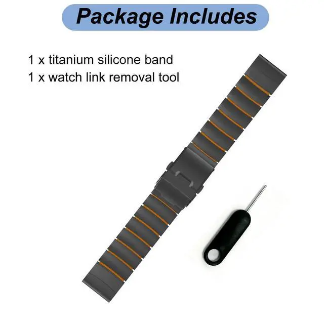 Alt view image 6 of 7 - 22mm Titanium Silicone Bands for Garmin Fenix 8 (47mm)/7/6/5, Forerunner 965 955, Approach S60 S62, Quatix 7 6 5, Epix Pro 2 (47mm), MARQ Gen 2 - 22mm Quick Easy Fit Watch Band Strap