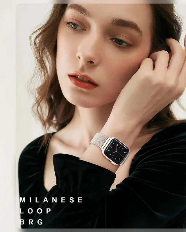 Alt view image 6 of 7 - Original Stainless Steel Milanese Loop Compatible with Apple Watch Band 38mm 40mm 41mm 42mm 44mm 45mm 49mm, Magnetic Clasp Replacement Band for iwatch Series 9, Ultra 2/Ultra, SE/SE 2nd Generation,