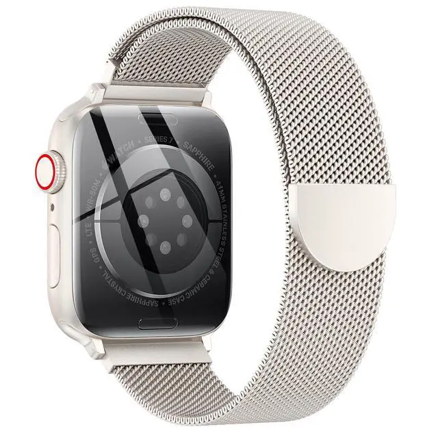 Alt view image 7 of 7 - Original Stainless Steel Milanese Loop Compatible with Apple Watch Band 38mm 40mm 41mm 42mm 44mm 45mm 49mm, Magnetic Clasp Replacement Band for iwatch Series 9, Ultra 2/Ultra, SE/SE 2nd Generation,