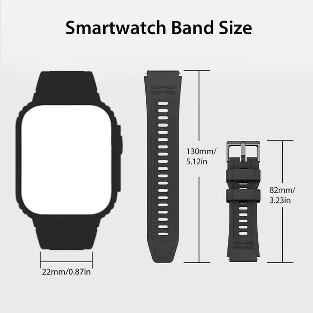 Alt view image 3 of 7 - Smart Watch Band 22mm 2 Pack, for AMAZTIM Smart Watch Bands Replacement M2/T2, for CARBINOX Vortex, Compatible with SUNKTA K-52, Sports Straps Bands, Adjustable Wristband, Men Black Camouflage Band