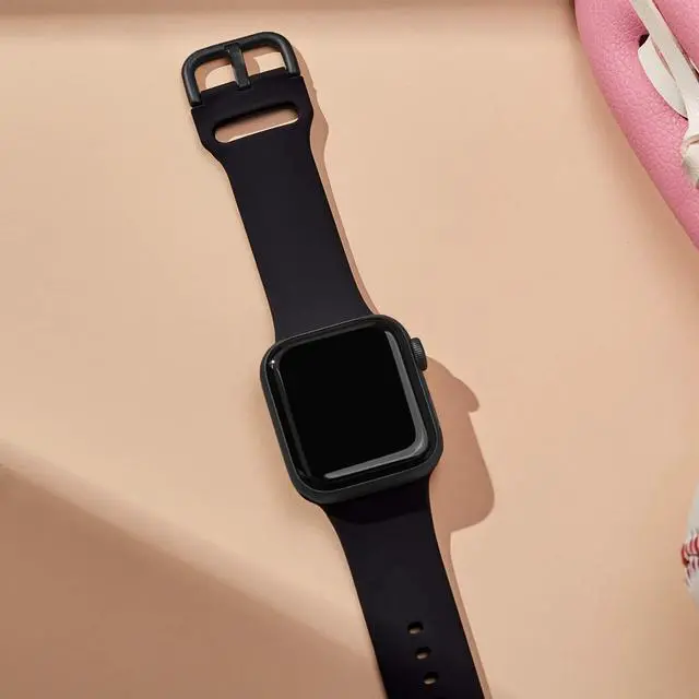 Alt view image 2 of 7 - Sport Band Compatible with Apple Watch Bands 49mm 46mm 45mm 44mm 42mm 41mm 40mm 38mm, Soft Silicone Replacement Strap with Classic Clasp for iWatch Series 11 10 9 8 7 6 5 4 3 2 1 SE Ultra Women Men