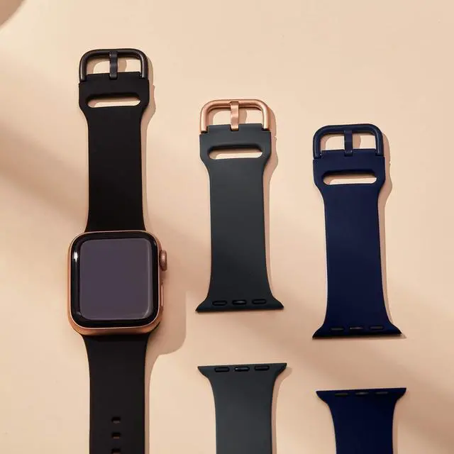 Alt view image 3 of 7 - Sport Band Compatible with Apple Watch Bands 49mm 46mm 45mm 44mm 42mm 41mm 40mm 38mm, Soft Silicone Replacement Strap with Classic Clasp for iWatch Series 11 10 9 8 7 6 5 4 3 2 1 SE Ultra Women Men
