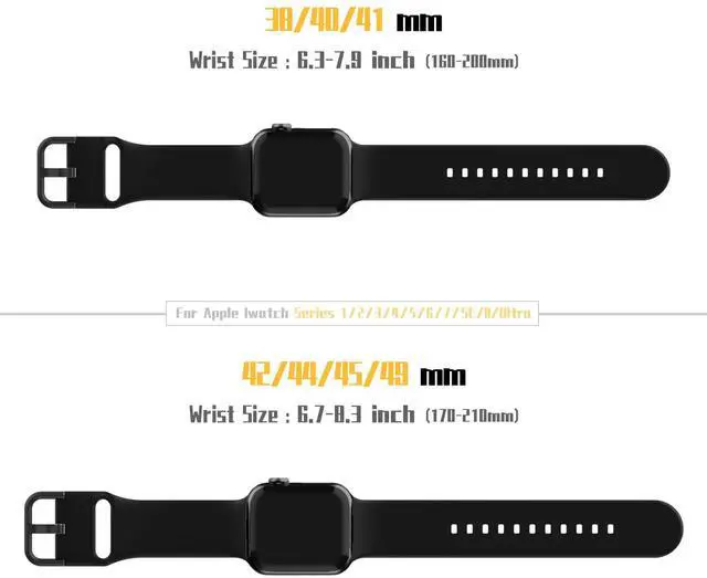 Alt view image 7 of 7 - Sport Band Compatible with Apple Watch Bands 49mm 46mm 45mm 44mm 42mm 41mm 40mm 38mm, Soft Silicone Replacement Strap with Classic Clasp for iWatch Series 11 10 9 8 7 6 5 4 3 2 1 SE Ultra Women Men
