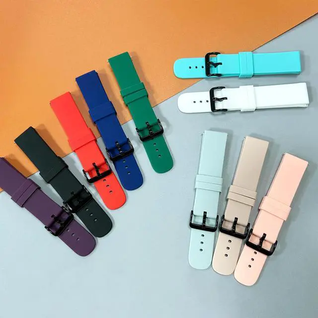 Alt view image 5 of 7 - 10 Pack Silicone Bands Compatible with Amazfit Active 2 1,Active 3 Premium/GTR mini/GTS 2 2e 3 4/GTS 2 4 mini, 20MM Replacement Watch Straps for Amazfit Bip 3,3 Pro/Bip U,U Pro