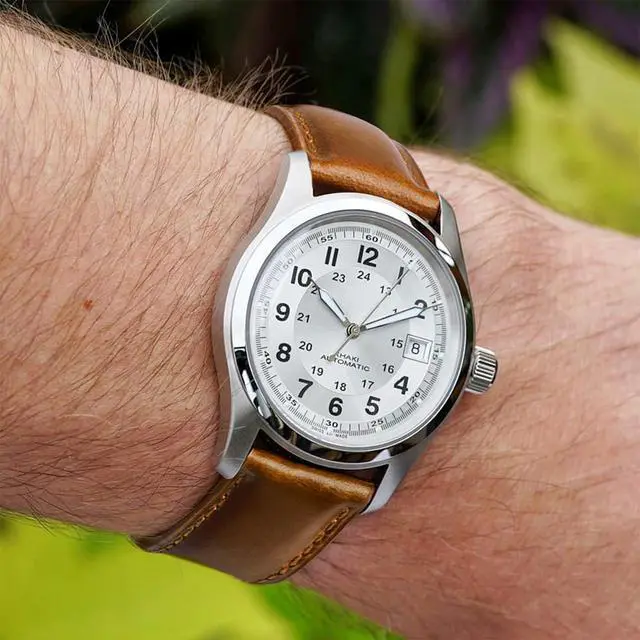 Alt view image 3 of 7 - Genuine Leather Watch Band for Galaxy Watch 6 Classic Omega x Swatch Moonswatch 20mm Classic Vintage Quick Release Leather Watch Strap (Toffee Brown), White Elephant Gifts, Stocking Stuffers