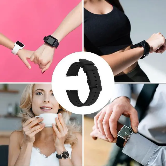 Alt view image 6 of 7 - Silicone Watch Bands, Quick Release Waterproof Soft Rubber Replacement Straps with Silver Plated Stainless Steel Buckle Compatible with Smart Watch Sport Watch for Men Women (22mm, Black)