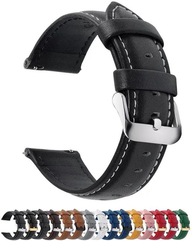 Main image of Watch Band, Quick Release Leather Watch Strap Compatible with Samsung Galaxy Garmin for Men Women, Replacement Bands Width 12mm 14mm 16mm 18mm 19mm 20mm 21mm 22mm 24mm
