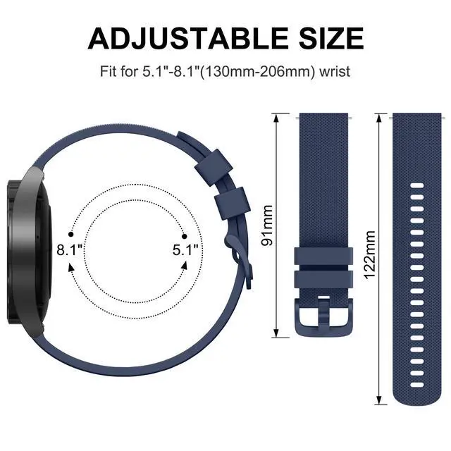 Alt view image 4 of 7 - 22mm Watch Bands Quick Release Replacement Wristband, 4 Pack Soft Silicone Waterproof Sport Straps Band for Men Women