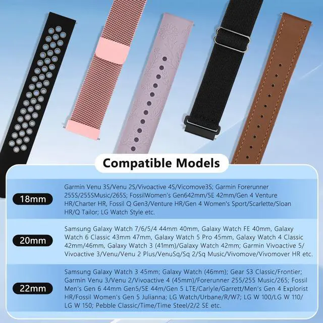 Alt view image 6 of 7 - 22mm Watch Bands Quick Release Replacement Wristband, 4 Pack Soft Silicone Waterproof Sport Straps Band for Men Women