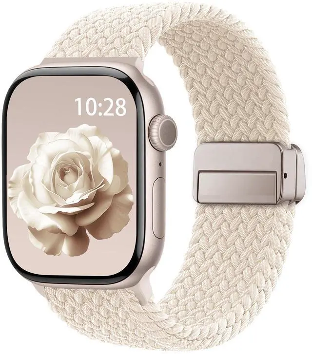 Main image of Braided Stretchy Band Compatible with Apple Watch Bands 38mm 40mm 41mm 42mm 44mm 45mm 46mm 49mm Women Men, Soft Nylon Solo Loop Magnetic Sport Strap for iWatch Series 11 10 9 8 7 6 5 4 3 2 1 SE Ultra