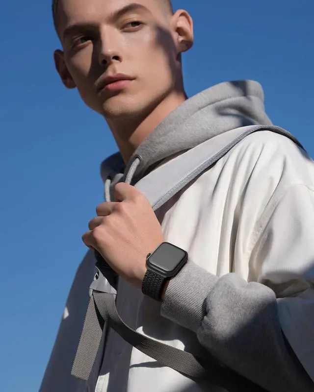 Alt view image 4 of 7 - Braided Stretchy Band Compatible with Apple Watch Bands 38mm 40mm 41mm 42mm 44mm 45mm 46mm 49mm Women Men, Soft Nylon Solo Loop Magnetic Sport Strap for iWatch Series 11 10 9 8 7 6 5 4 3 2 1 SE Ultra