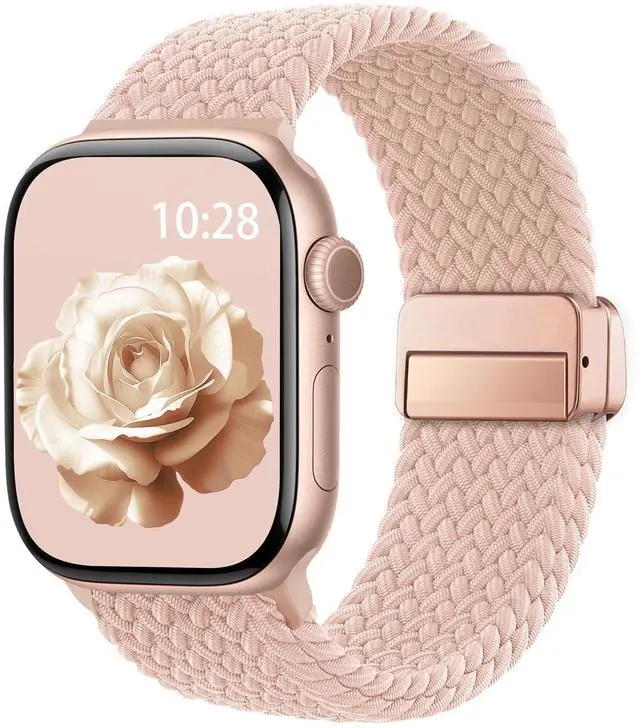 Main image of Braided Stretchy Band Compatible with Apple Watch Bands 38mm 40mm 41mm 42mm 44mm 45mm 46mm 49mm Women Men, Soft Nylon Solo Loop Magnetic Sport Strap for iWatch Series 11 10 9 8 7 6 5 4 3 2 1 SE Ultra