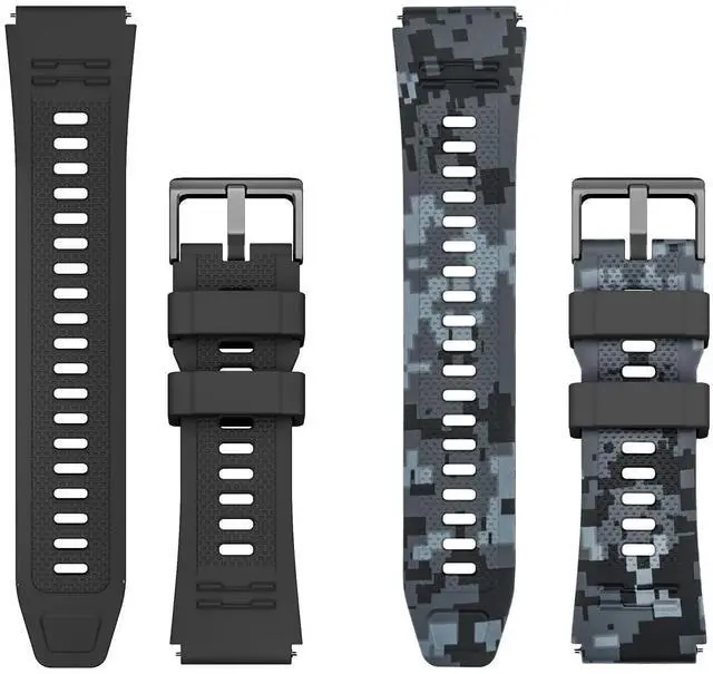 Main image of Smart Watch Band 22mm 2 Pack, for AMAZTIM Smart Watch Bands Replacement M2/T2, for CARBINOX Vortex, Compatible with SUNKTA K-52, Sports Straps Bands, Adjustable Wristband, Men Black Camouflage Band