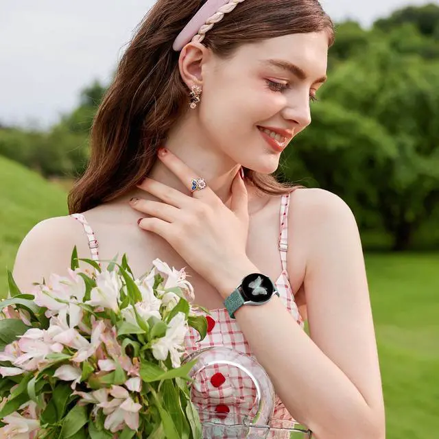 Alt view image 7 of 7 - Floral Engraved Bands Compatible with Samsung Galaxy Watch 7 Band 6 5 4 Active 2 40mm 44mm/5 Pro/Watch 6/4 Classic, 6Pack 20mm Cute Flower Soft Silicone Sport Strap for Samsung Watch Bands Women