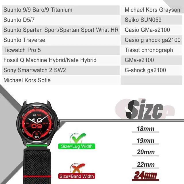Alt view image 2 of 7 - 24mm Quick Release Elastic Watch Bands Compatible with Garmin Venu X1/Suunto 9/9 Baro/9 Titanium/D5/7/TicWatch Altas/Pro 5/Pro 5 Enduro/COROS Nomad/iTouch AIR 4 41mm 46mm/AIR 3 44mm/G-shock ga2100
