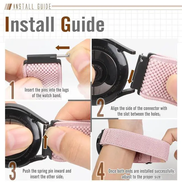 Alt view image 3 of 7 - 24mm Quick Release Elastic Watch Bands Compatible with Garmin Venu X1/Suunto 9/9 Baro/9 Titanium/D5/7/TicWatch Altas/Pro 5/Pro 5 Enduro/COROS Nomad/iTouch AIR 4 41mm 46mm/AIR 3 44mm/G-shock ga2100