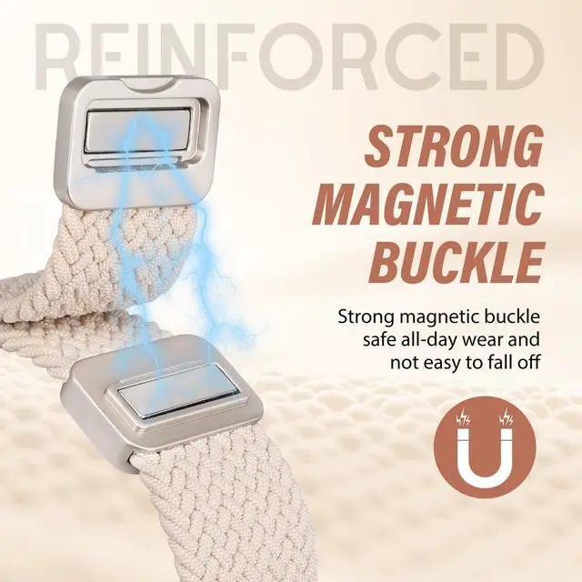 Alt view image 2 of 7 - Braided Magnetic Band Compatible with Apple Watch Bands 42/41/40/38mm Women Men, Dressy Celtic Metal Fancy Stretchy Elastic Bracelet Strap for iWatch Series 11 10 9 8 7 6 5 4 SE 3 2 1