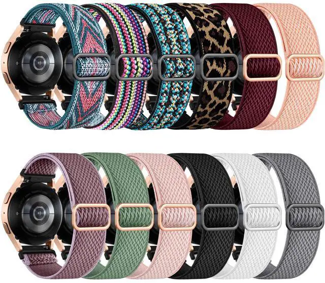 Main image of 12 Pack Stretchy Bands for Samsung Galaxy Watch 7 Band 6 5 4 Active 2 FE 40mm 44mm/Watch 6/4 Classic/5 Pro, Garmin Vivoactive 6/5/3/Forerunner 55/165, 20mm Elastic Watch Strap for Garmin Women