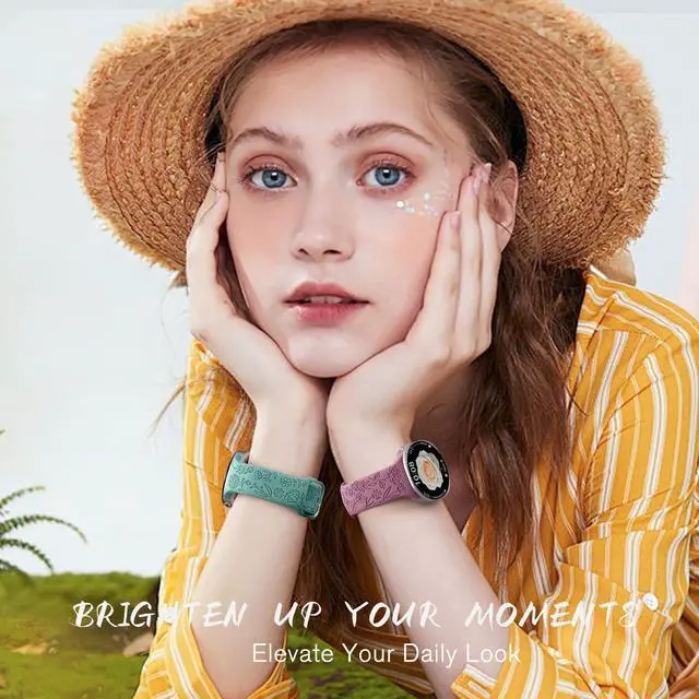 Alt view image 2 of 7 - Floral Engraved Bands Compatible with Galaxy Watch 8 Band 40mm 44mm/Galaxy Watch 8 Classic Band 46mm, 6 Pack Cute Flower Soft Silicone Sport Replacement Strap for Samsung Watch 8 Bands Women Men