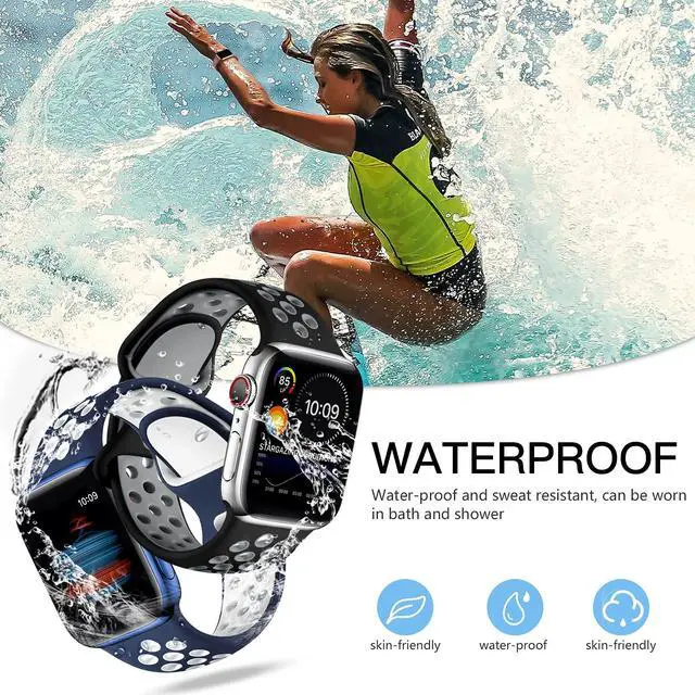 Alt view image 3 of 7 - 4 Pack Sport Bands Compatible with Apple Watch Bands for Men Women 49mm 46mm 45mm 44mm 42mm 41mm 40mm 38mm,Breathable Soft Silicone Strap for iWatch Band Series 11 10 SE Ultra 9 8 7 6 5 4 3 2 1