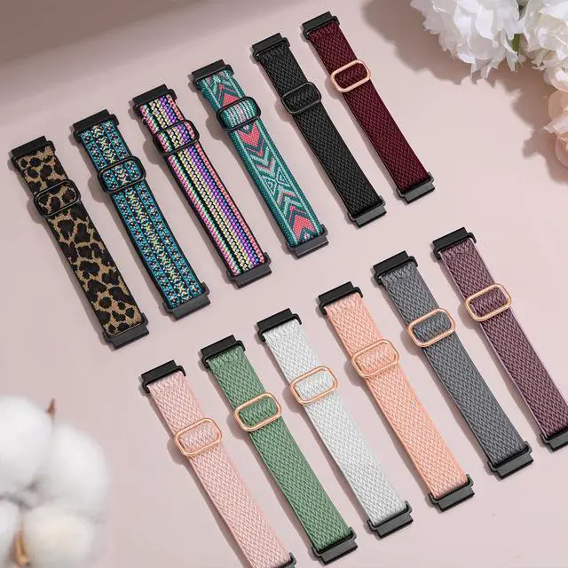 Alt view image 7 of 7 - 12 Pack Stretchy Bands for Samsung Galaxy Watch 7 Band 6 5 4 Active 2 FE 40mm 44mm/Watch 6/4 Classic/5 Pro, Garmin Vivoactive 6/5/3/Forerunner 55/165, 20mm Elastic Watch Strap for Garmin Women