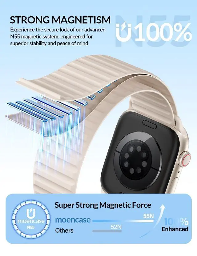 Alt view image 2 of 5 - Patented Magnetic Sport Silicone Band Compatible with Apple Watch Bands 40mm 38mm 41mm 44mm 45mm 42mm 49mm Women Men, Soft Silicone Sport Loop Strap for iWatch Series 11 10 9 8 7 6 5 4 3 2 1 SE Ultra