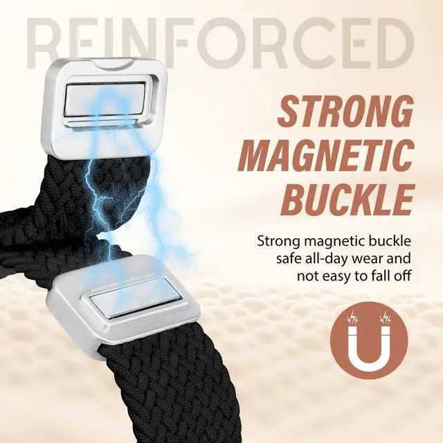 Alt view image 2 of 7 - Braided Magnetic Band Compatible with Apple Watch Bands 42/41/40/38mm Women Men, Dressy Celtic Metal Fancy Stretchy Elastic Bracelet Strap for iWatch Series 11 10 9 8 7 6 5 4 SE 3 2 1