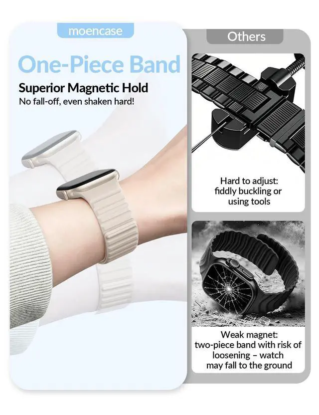 Alt view image 3 of 5 - Patented Magnetic Sport Silicone Band Compatible with Apple Watch Bands 40mm 38mm 41mm 44mm 45mm 42mm 49mm Women Men, Soft Silicone Sport Loop Strap for iWatch Series 11 10 9 8 7 6 5 4 3 2 1 SE Ultra