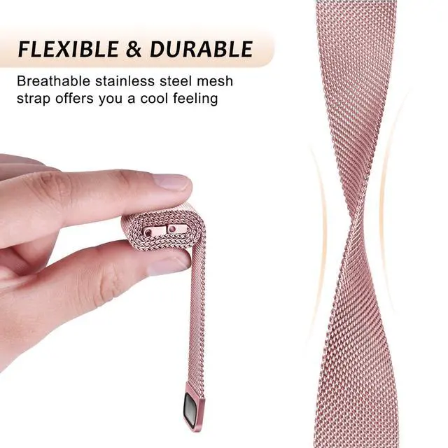 Alt view image 3 of 7 - Watch Bands 20mm 22mm Quick Release Watch Strap, Stainless Steel Mesh Replacement Strap for Women Men (20mm, Rose Pink)