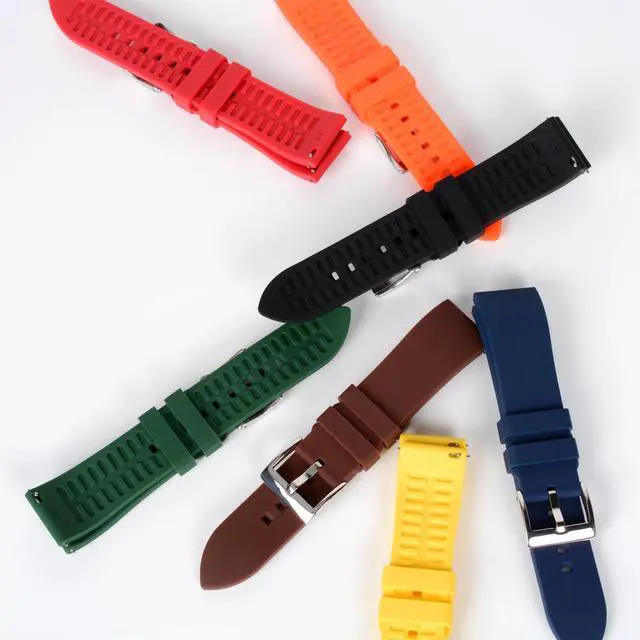Alt view image 7 of 7 - Silicone Watch Band for Men - Black Quick Release Watch Band for Women Soft - Waterproof Smart Watch Bracelet Clasp - Correa de Silicona para Reloj Replacement - 18mm 19mm 20mm 21mm 22mm 24mm