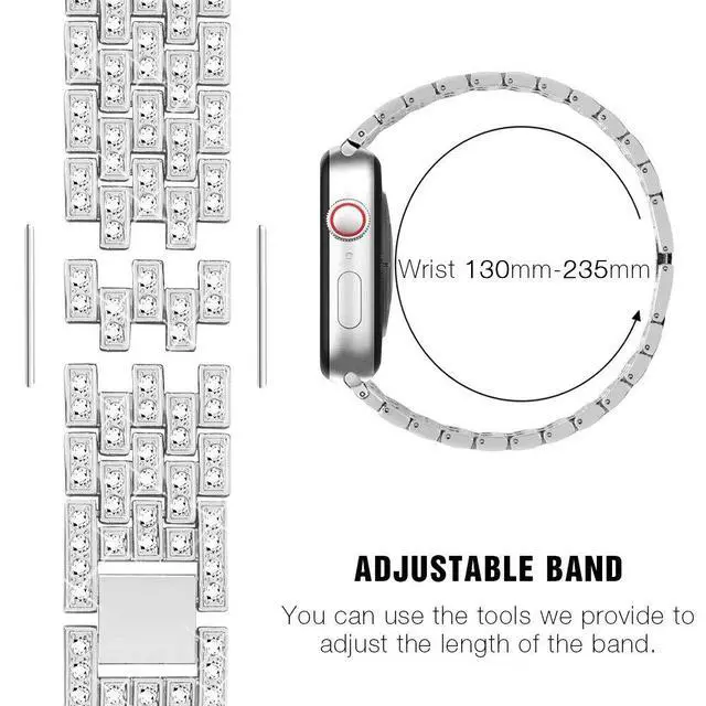 Alt view image 4 of 5 - Bing Bands Compatible with Apple Watch Band 38mm 40mm 41mm 42mm 44mm 45mm 46mm 49mm, Jewelry Replacement Strap for iWatch Series Ultra 2 10/9/8/7/6/5/4/3/2/1/SE Ultra