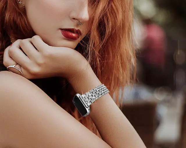 Alt view image 5 of 5 - Bing Bands Compatible with Apple Watch Band 38mm 40mm 41mm 42mm 44mm 45mm 46mm 49mm, Jewelry Replacement Strap for iWatch Series Ultra 2 10/9/8/7/6/5/4/3/2/1/SE Ultra