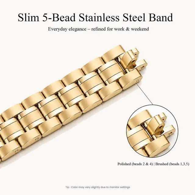 Alt view image 2 of 7 - Thin Replacement Band Compatible for Apple Watch 38mm 40mm 41mm 42mm(Series 11 10), Stainless Steel Metal Wristband Women Men for iWatch SE Series 9 8 7 6 5 4 3 2 1, Gold