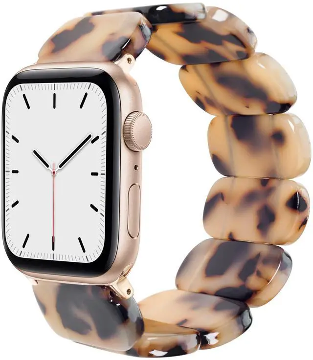 Main image of Blonde Tortoise Band Compatiable with Apple Watch Strecthy Band for Woman 38mm 41mm Fashion Resin Strap for iWatch 7,SE,6,5,4 40mm Wristband