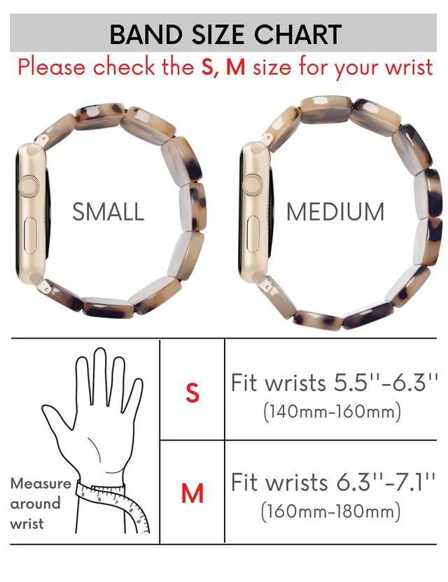 Alt view image 2 of 5 - Blonde Tortoise Band Compatiable with Apple Watch Strecthy Band for Woman 38mm 41mm Fashion Resin Strap for iWatch 7,SE,6,5,4 40mm Wristband