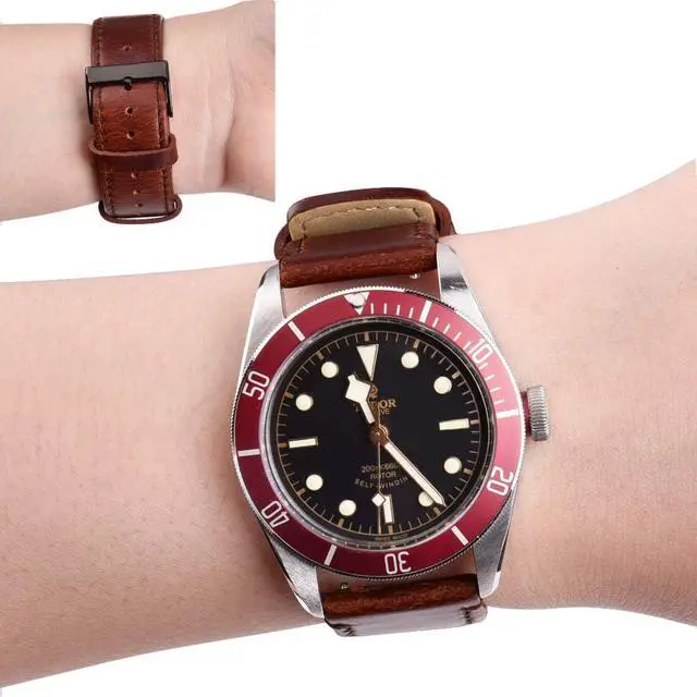 Alt view image 3 of 6 - Leather Watch Strap with Quick Release Pins, 22mm Replacement Watch Band for Men and Women, Fits Smartwatches & Traditional Watches