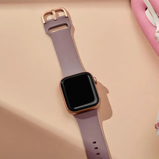 Alt view image 2 of 7 - Sport Band Compatible with Apple Watch Bands 49mm 46mm 45mm 44mm 42mm 41mm 40mm 38mm, Soft Silicone Replacement Strap with Classic Clasp for iWatch Series 11 10 9 8 7 6 5 4 3 2 1 SE Ultra Women Men