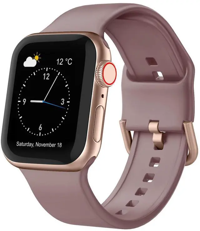 Main image of Sport Band Compatible with Apple Watch Bands 49mm 46mm 45mm 44mm 42mm 41mm 40mm 38mm, Soft Silicone Replacement Strap with Classic Clasp for iWatch Series 11 10 9 8 7 6 5 4 3 2 1 SE Ultra Women Men