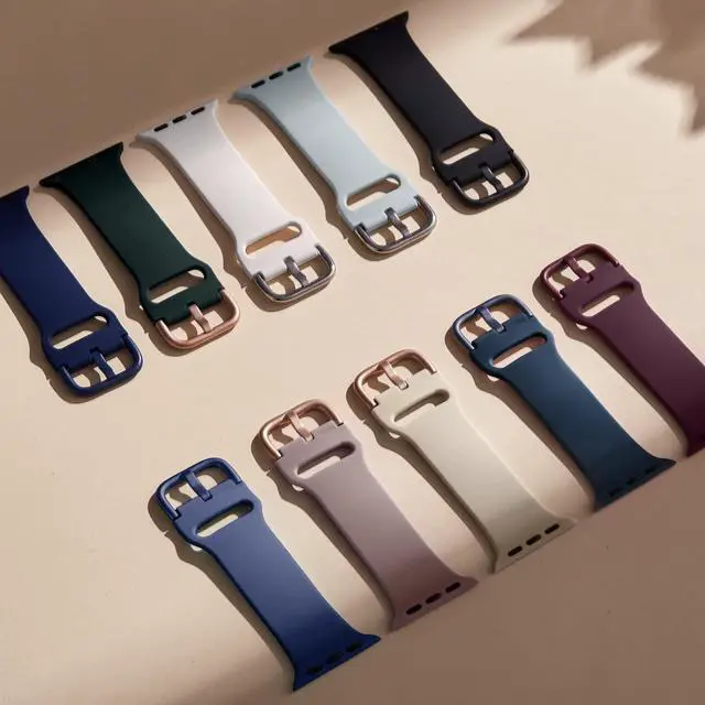 Alt view image 3 of 7 - Sport Band Compatible with Apple Watch Bands 49mm 46mm 45mm 44mm 42mm 41mm 40mm 38mm, Soft Silicone Replacement Strap with Classic Clasp for iWatch Series 11 10 9 8 7 6 5 4 3 2 1 SE Ultra Women Men