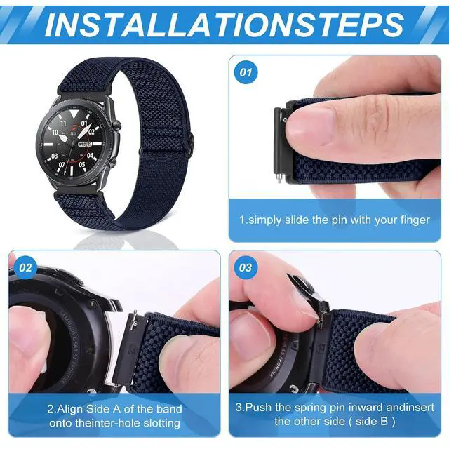 Alt view image 3 of 7 - 22mm Width Watch Lugs Band Compatible with Garmin Venu 4 45 mm/3 45 mm/Venu 2/Forerunner 265/255/Amazfit Bip 6/Bip 5 Quick Release Adjustable Stretchy Nylon Sport Elastic Bands for Men Women