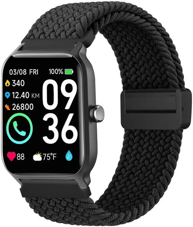 Main image of Magnetic Braided Bands for IDW13,IDW16,IDW19 Smartwatch Bands, 22mm Soft Nylon Replacement Strap for Fitpolo IDW13/Woneligo W13/FITVII HM57, ENOMIR/TOOBUR/MILOUZ/Gydom/Faweio/Veryfit IDW19 Smartwatch