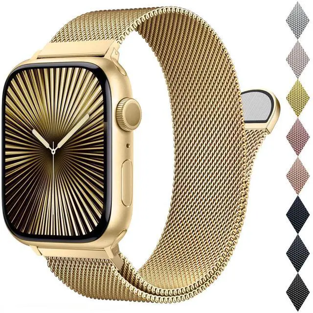 Main image of Mesh Metal Loop Compatible with Apple Watch Band 40mm 41mm 38mm 42mm Series 11 10 9 8 7 6 5 4 3 2 1, SE 3 2 1 Women Men, Stainless Steel Strap with Magnetic Clasp for iWatch Bands