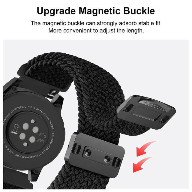 Alt view image 4 of 7 - Magnetic Braided Bands for IDW13,IDW16,IDW19 Smartwatch Bands, 22mm Soft Nylon Replacement Strap for Fitpolo IDW13/Woneligo W13/FITVII HM57, ENOMIR/TOOBUR/MILOUZ/Gydom/Faweio/Veryfit IDW19 Smartwatch