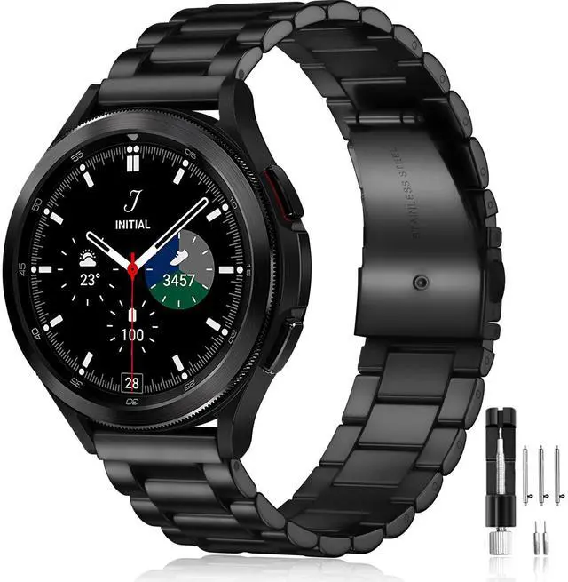Main image of Compatible with Samsung Galaxy Watch 7 6 5 4 Band 44mm 40mm/Galaxy Watch 6 4 Classic Band 43mm 47mm 46mm 42mm/Active 2 40mm 44mm, 20mm Stainless Steel Metal Replacement Men Women