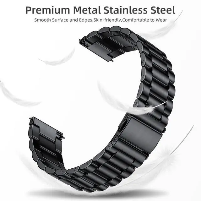 Alt view image 3 of 7 - Compatible with Samsung Galaxy Watch 7 6 5 4 Band 44mm 40mm/Galaxy Watch 6 4 Classic Band 43mm 47mm 46mm 42mm/Active 2 40mm 44mm, 20mm Stainless Steel Metal Replacement Men Women