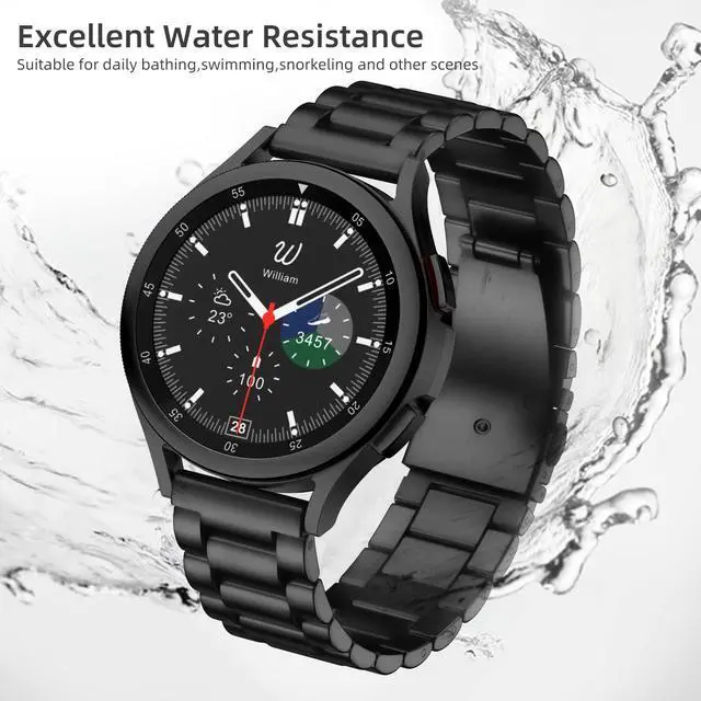 Alt view image 4 of 7 - Compatible with Samsung Galaxy Watch 7 6 5 4 Band 44mm 40mm/Galaxy Watch 6 4 Classic Band 43mm 47mm 46mm 42mm/Active 2 40mm 44mm, 20mm Stainless Steel Metal Replacement Men Women