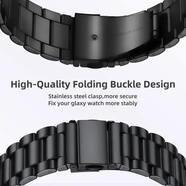 Alt view image 5 of 7 - Compatible with Samsung Galaxy Watch 7 6 5 4 Band 44mm 40mm/Galaxy Watch 6 4 Classic Band 43mm 47mm 46mm 42mm/Active 2 40mm 44mm, 20mm Stainless Steel Metal Replacement Men Women