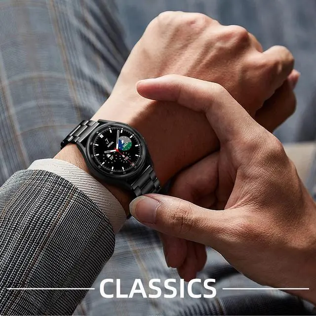 Alt view image 6 of 7 - Compatible with Samsung Galaxy Watch 7 6 5 4 Band 44mm 40mm/Galaxy Watch 6 4 Classic Band 43mm 47mm 46mm 42mm/Active 2 40mm 44mm, 20mm Stainless Steel Metal Replacement Men Women